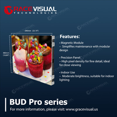 BUD Pro 1.86 피치 시리즈 프론트 서비스 LED 디스플레이 7680HZ 갱신 속도,500nits 이상 밝기