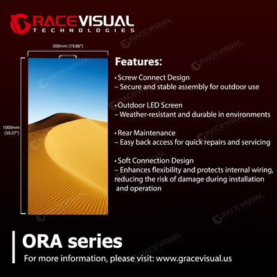 스마트 아웃도어 디스플레이: ORA의 친환경 패널 64W 전력 절약, IP65 보호 및 500x1000mm IP65 방수, 초보형 모듈 디자인