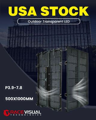 외부 투명 LED 3.9-7.8mm 픽셀 피치 500x1000mm 캐비닛 7680hz 갱신 속도 5000nits 밝기 모든 종류의 야외 무대 이벤트에 적합