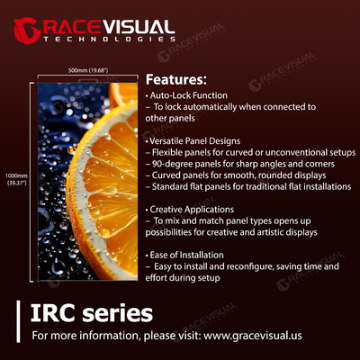 프리미엄 P2.6 실내 임대 LED 화면 - IRC 시리즈∙ 7680Hz 초유동 시각 성능∙ 500×1000mm 빠르게 배포되는 모듈 디자인∙ 600+니트 화면 밝기